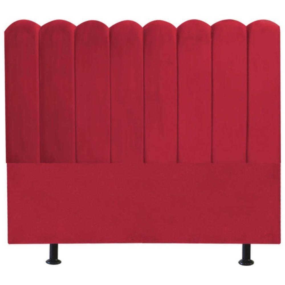 Cabeceira Estofada Cama Box King 195 Cm Maitê Suede Cor:vermelho - 1