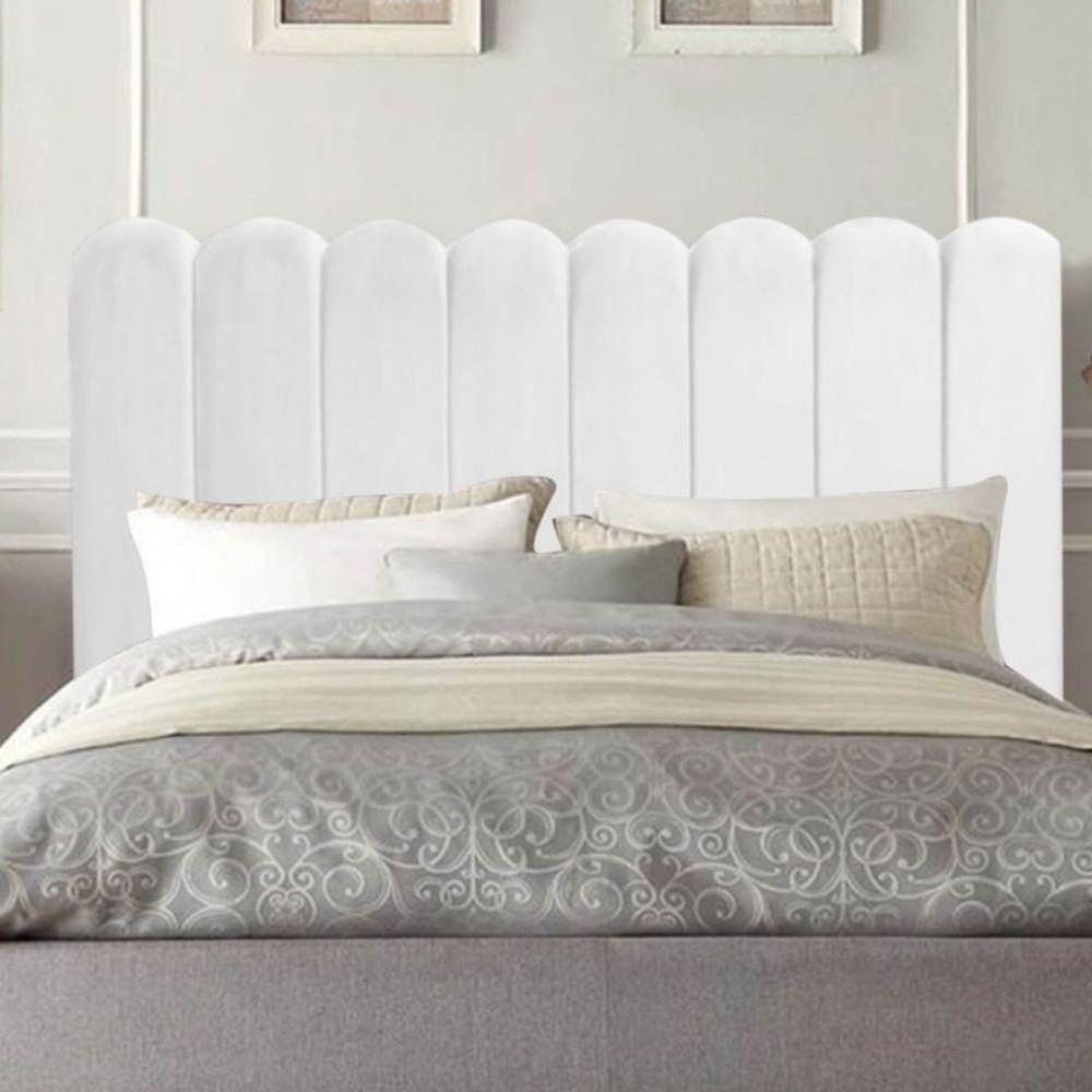 Cabeceira Estofada Cama Box King 195 Cm Maitê Suede Cor:branco - 3