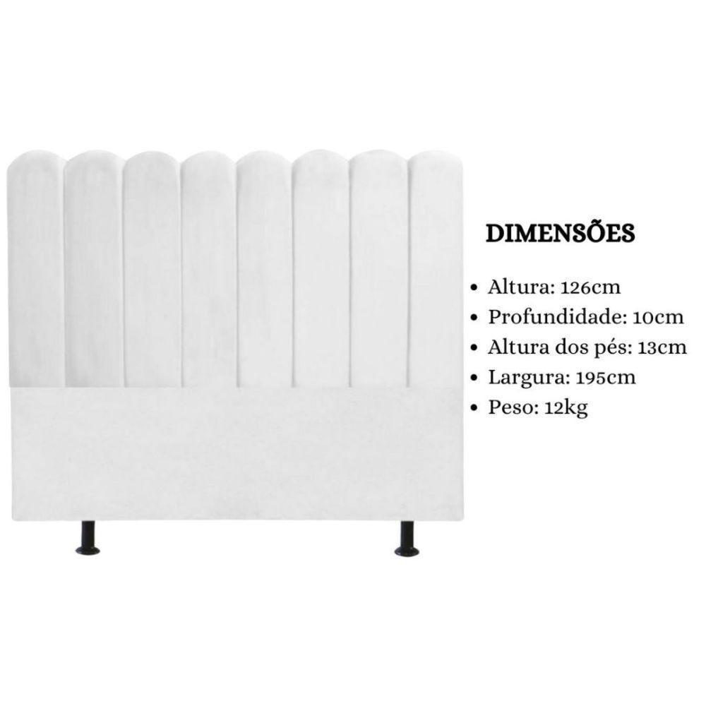Cabeceira Estofada Cama Box King 195 Cm Maitê Suede Cor:branco - 4