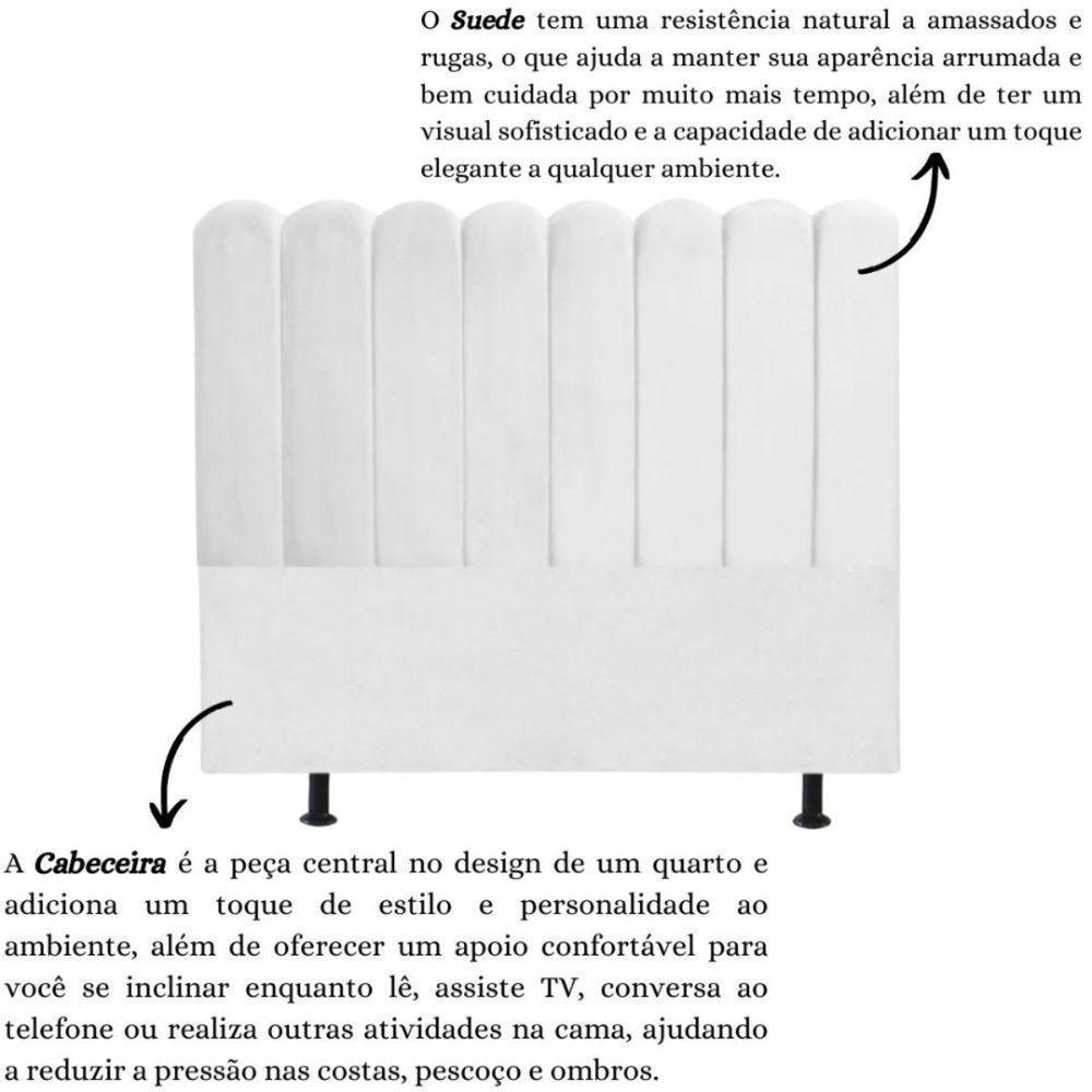 Cabeceira Estofada Cama Box King 195 Cm Maitê Suede Cor:branco - 7