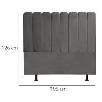 Cabeceira Estofada Cama Box King 195 Cm Maitê Suede Cor:cinza Escuro - 6