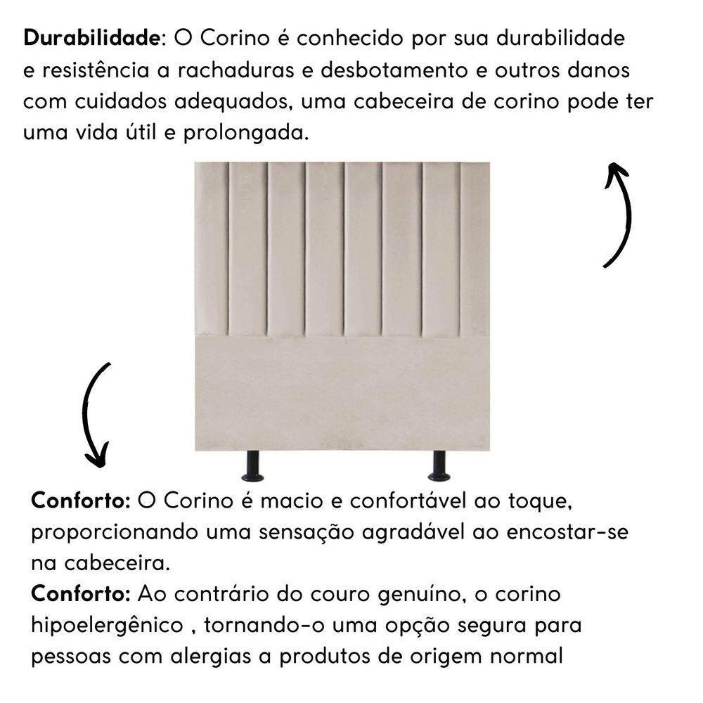 Cabeceira Estofada De Cama Casal 140 Cm Eloá Corino E Frame Cor:bege - 4