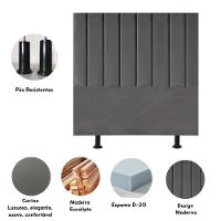 Cabeceira De Cama Solteiro Box 100 Cm Eloá Corino E Frame Cor:cinza