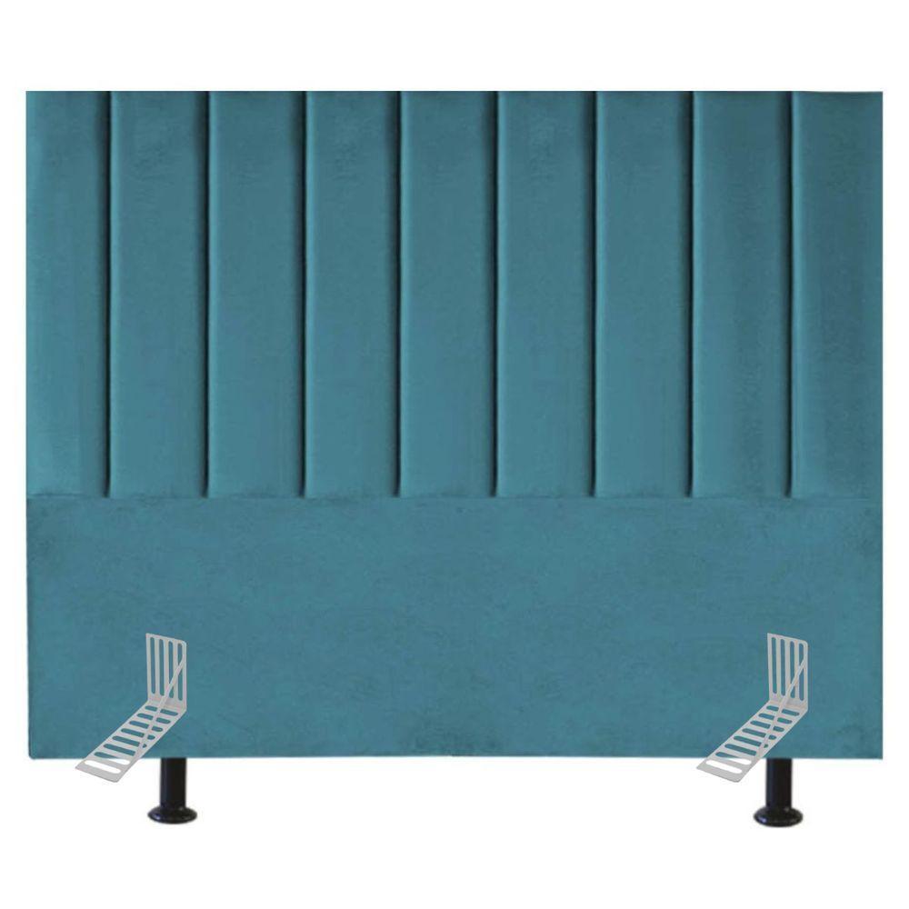 Cabeceira Estofada Cama Box King 195 Cm Catarina Suede E Frame Cor:azul Turquesa - 1
