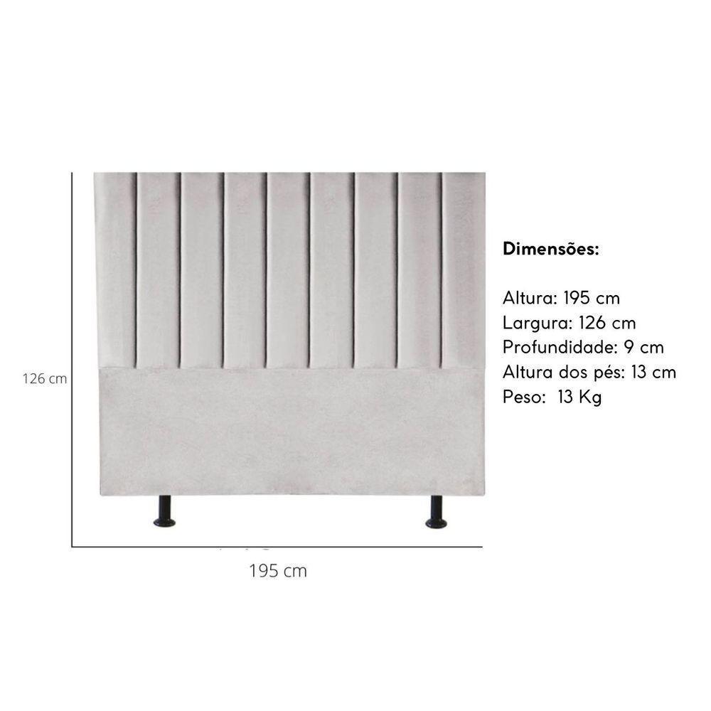 Cabeceira Estofada Cama Box King 195 Cm Eloá Veludo E Frame Cor:cinza Claro - 5