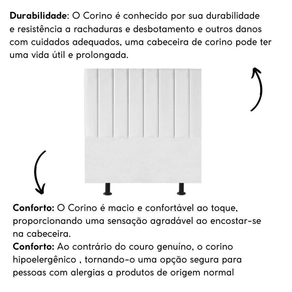 Cabeceira Estofada De Cama Casal 140 Cm Eloá Corino E Frame Cor:branco - 5