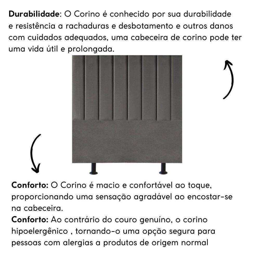 Cabeceira Estofada De Cama Casal 140 Cm Eloá Corino E Frame Cor:cinza - 3