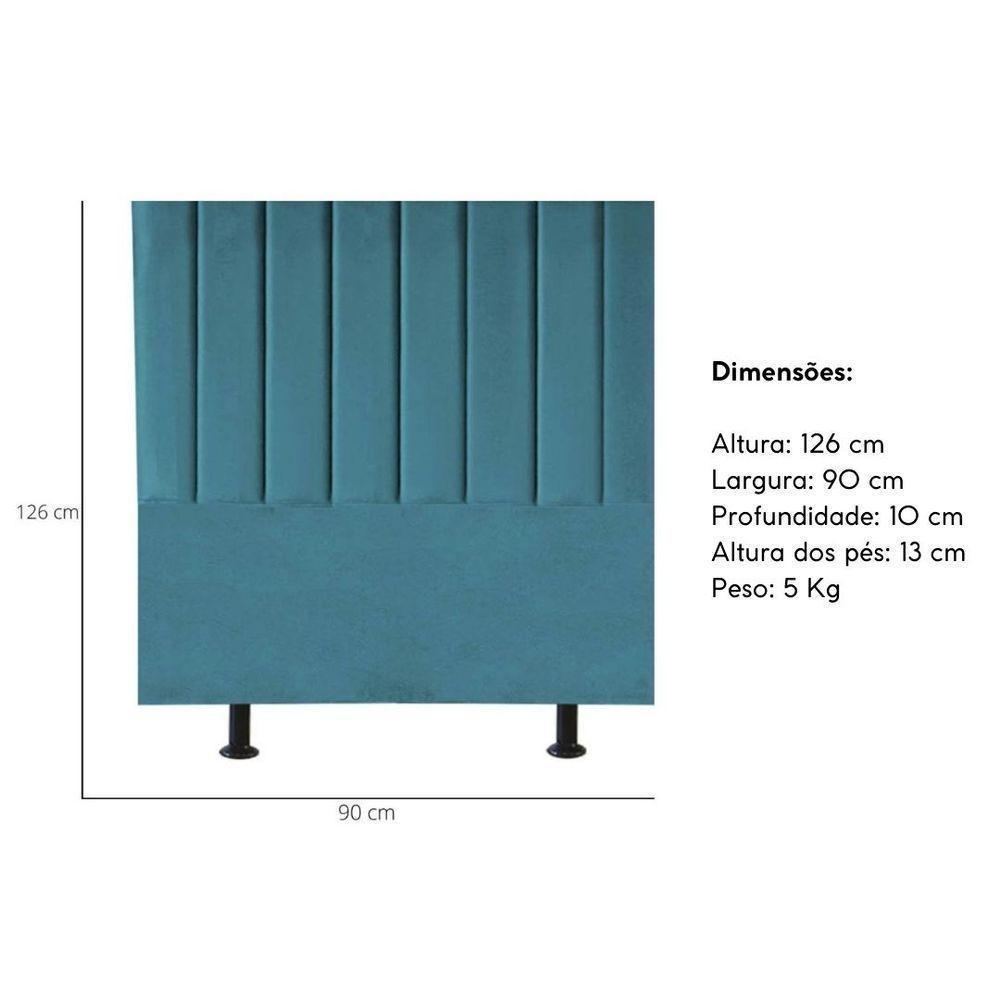 Cabeceira Estofada Cama Solteiro 90 Cm Eloá Suede E Frame Cor:azul Turquesa - 2