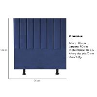 Cabeceira Estofada Cama Solteiro 90 Cm Esther Veludo E Frame Cor:azul Marinho - 2