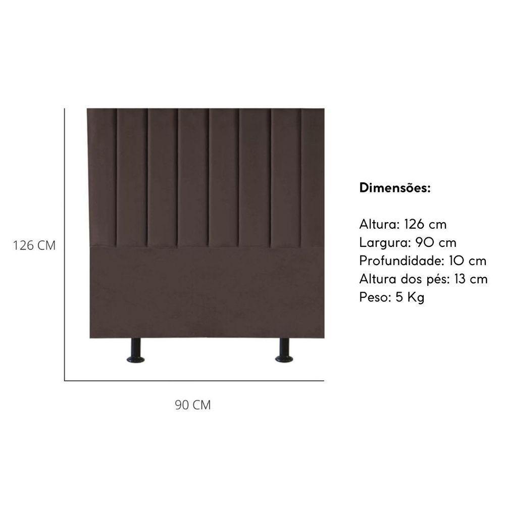 Cabeceira Estofada Cama Solteiro 90 Cm Eloá Veludo E Frame Cor:marrom - 5