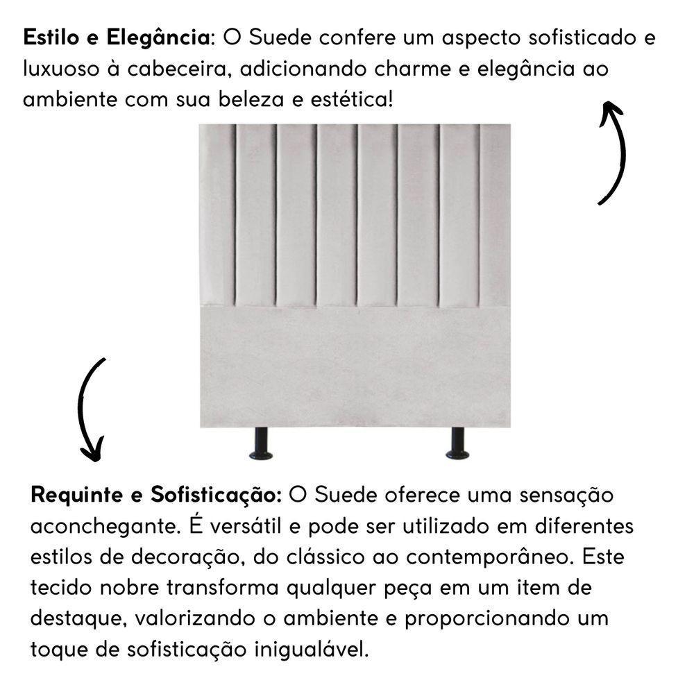 Cabeceira Estofada Cama Solteiro 100 Cm Esther Suede E Frame Cor:cinza Claro - 4