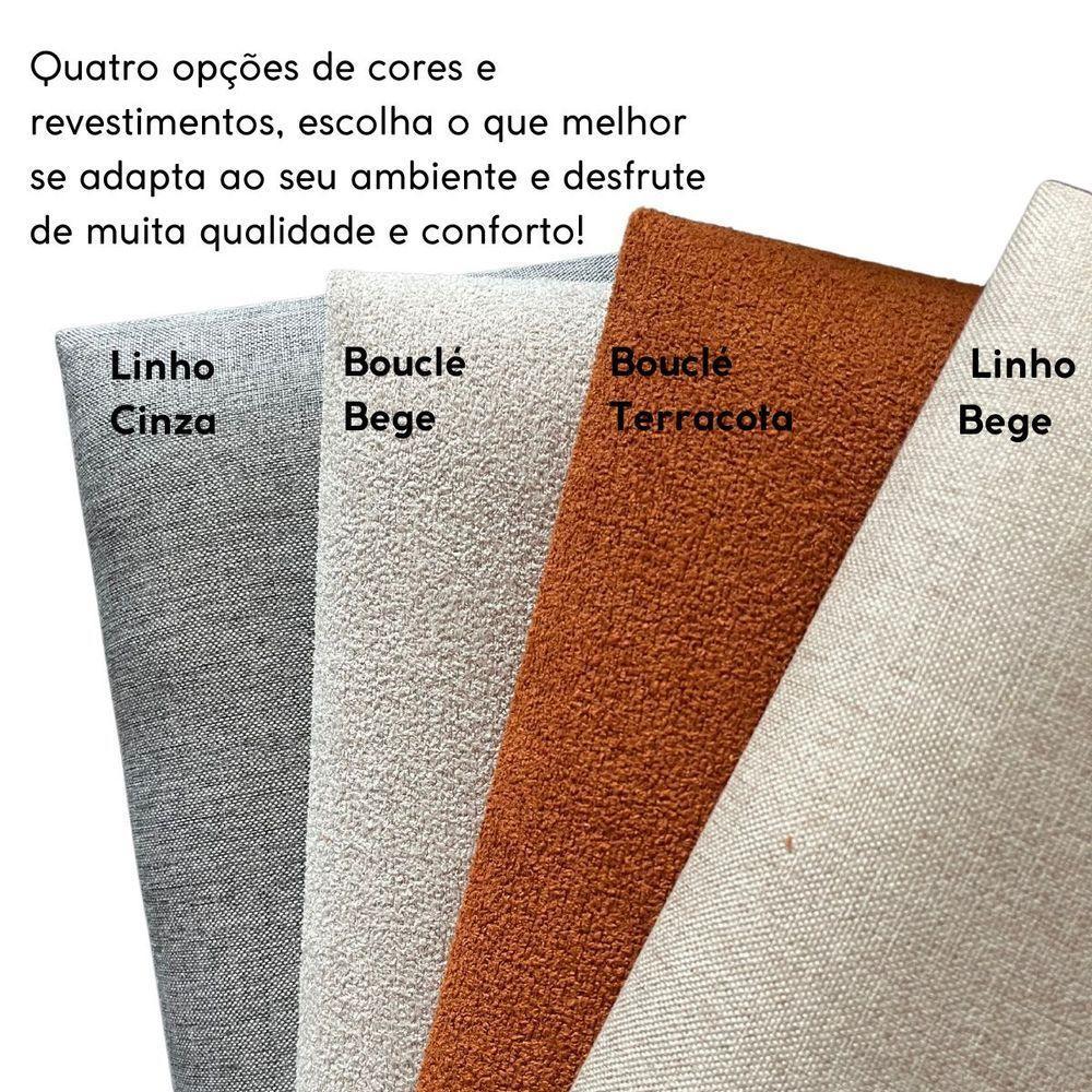 Cabeceira Estofada Cama Box Casal Com Led Moderna 140 Cm Cor:buclé Bege - 9