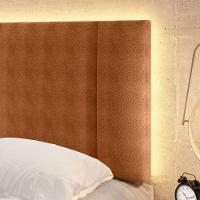 Cabeceira Estofada Iluminação Led Cama Box Solteiro 90 Cm Cor:buclé Terracota - 3