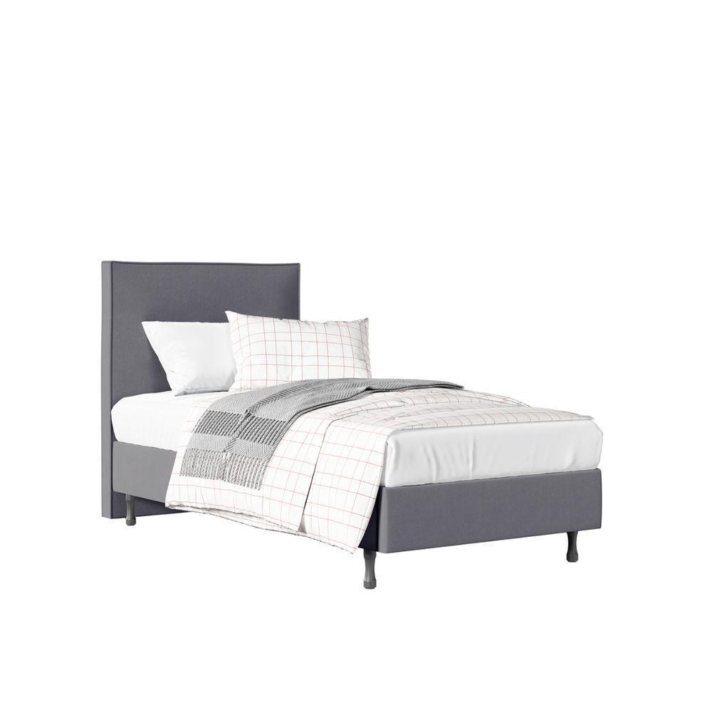 Cama Solteiro One com Cabeceira Moderna Em Mdf Pé Eucalipto cinza - 1