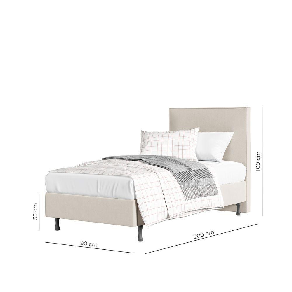 Kit Cama One C Cabeceira Em Veludo Madeira E Mdf Resistente bege - 3