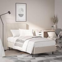 Kit Cama One C Cabeceira Em Veludo Madeira E Mdf Resistente bege - 1