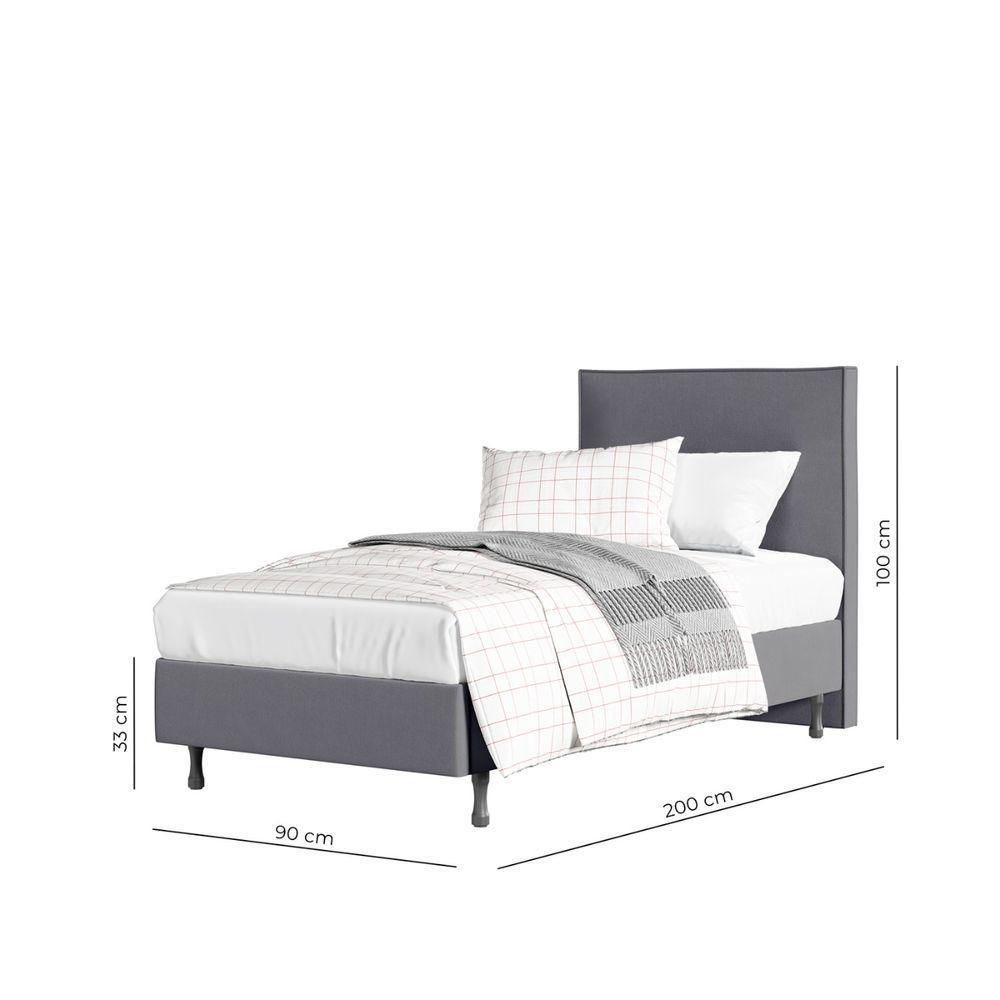 Kit Cama One C Cabeceira Em Veludo Madeira E Mdf Resistente cinza - 3