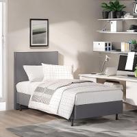 Kit Cama One C Cabeceira Em Veludo Madeira E Mdf Resistente cinza - 1