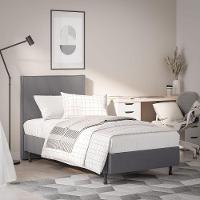 Kit Cama One C Cabeceira Em Veludo Madeira E Mdf Resistente cinza - 2