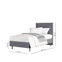 Kit Cama One C Cabeceira Em Veludo Madeira E Mdf Resistente cinza - 3