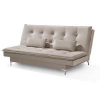 Sofá Cama Bangkok Costura Capitonê Moderna C Almofadas Cor bege - 1