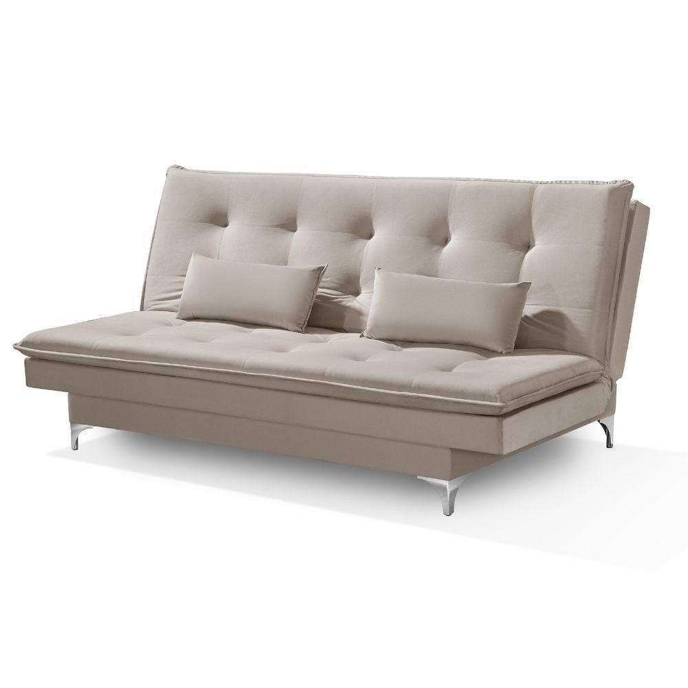 Sofá Cama Bangkok P Quartos E Salas Reclinável 2 Posições Cor bege - 1