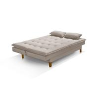 Sofá Cama Bangkok Pés De Madeira C Almofadas Espuma D-23 Cor bege - 3