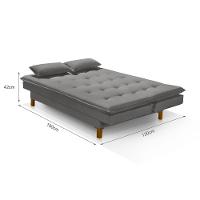 Sofá Cama Bangkok Pés De Madeira C Almofadas Espuma D-23 Cor cinza