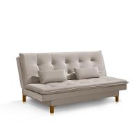 Sofá Cama Bangkok Reclinável Em Madeira Resistente Veludo Cor bege - 1