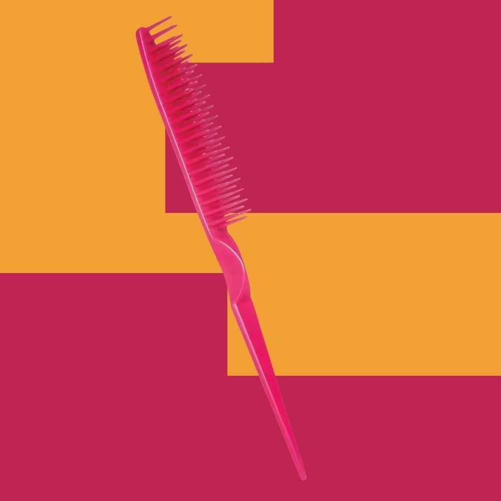 Pente De Cabelo Desembaraçador Básico Rosa Com Pontas Arredondadas Ricca - 2