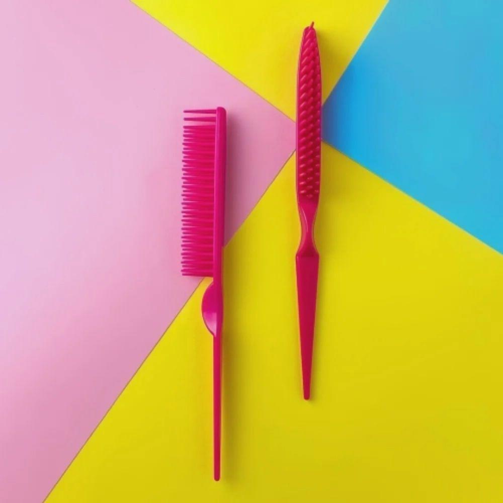 Pente De Cabelo Desembaraçador Básico Rosa Com Pontas Arredondadas Ricca - 3