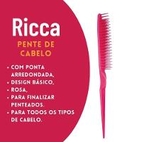 Pente De Cabelo Desembaraçador Básico Rosa Com Pontas Arredondadas Ricca - 5