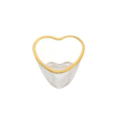 Kit 6 Copo De Shot Coração Vidro Com Borda Dourada 50ml Lyor