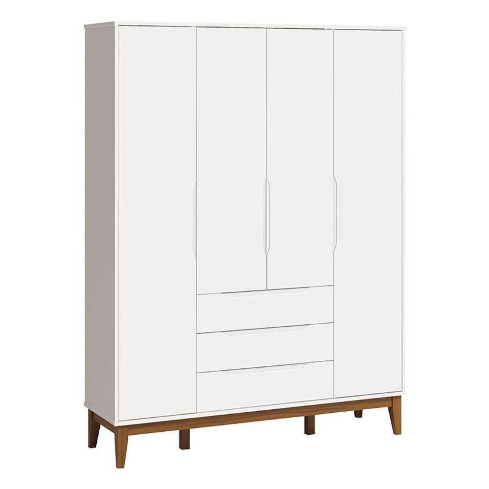 Cômoda Com Porta E Guarda Roupa Infantil Classic Elfe Branco Acetinado Amadeirado - Reller - 7