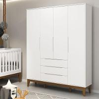 Cômoda Com Porta E Guarda Roupa Infantil Classic Elfe Branco Acetinado Amadeirado - Reller - 1