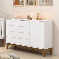 Cômoda Com Porta E Guarda Roupa Infantil Classic Elfe Branco Acetinado Amadeirado - Reller - 2