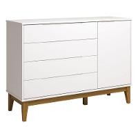 Cômoda Com Porta E Guarda Roupa Infantil Classic Elfe Branco Acetinado Amadeirado - Reller