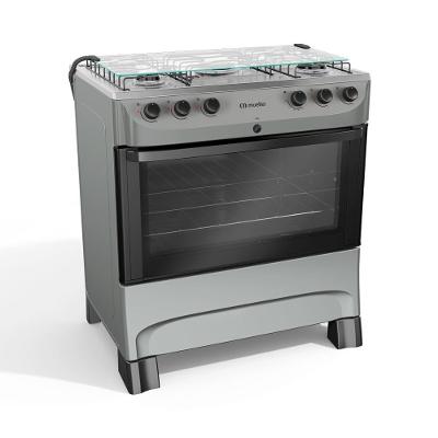 Fogão de Piso 5 Bocas a Gás Mueller MFI5BB Mesa Inox Automático Titânio Bivolt