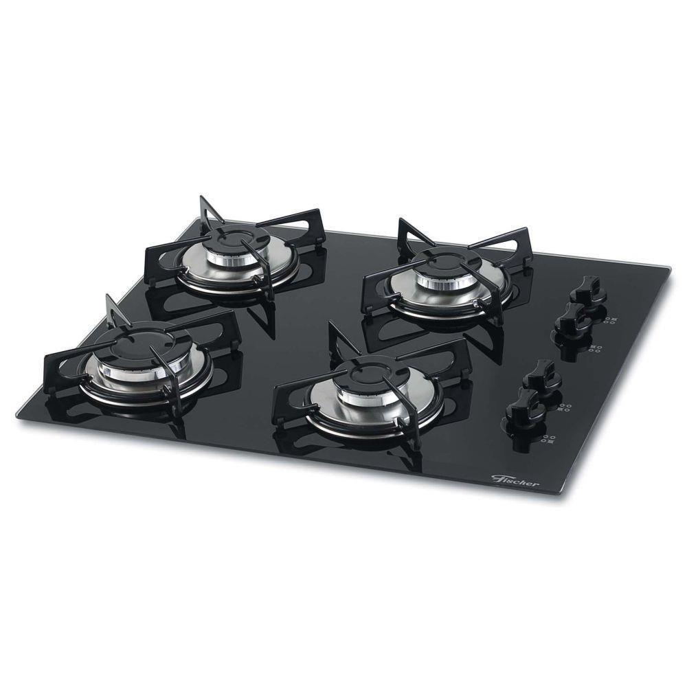 Cooktop 4 Bocas a Gás com Acendimento Superautomático Fischer Preto Bivolt 1519-5713 - 1
