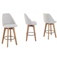 Banqueta Gourmet Giratória Maya- Tecido Linho Bege Claro - 3