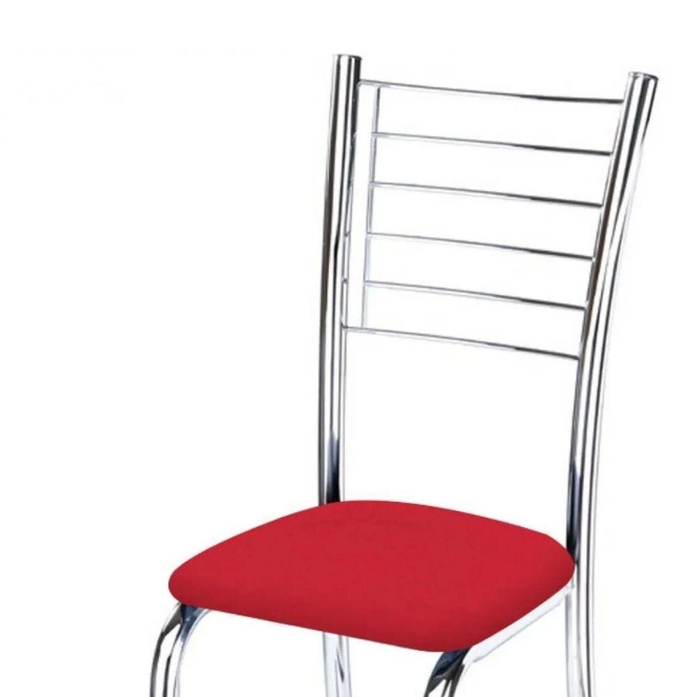 Kit 4 Cadeiras De Jantar Lara Cromada Para Cozinha Assento Sintético Vermelho - Aurora Line - 2