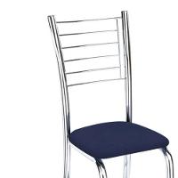 Kit 3 Cadeiras De Jantar Lara Cromada Para Cozinha Assento Corino Azul Marinho - Aurora Line - 2