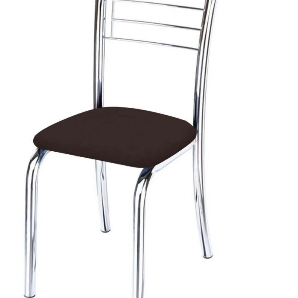 Cadeira De Jantar Lara Cromada Para Cozinha Assento Corino Marrom - Aurora Line - 3