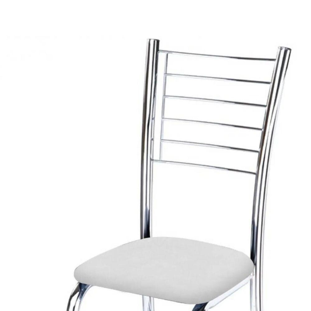 Cadeira De Jantar Lara Cromada Para Cozinha Assento Sintético Branco - Aurora Line - 2