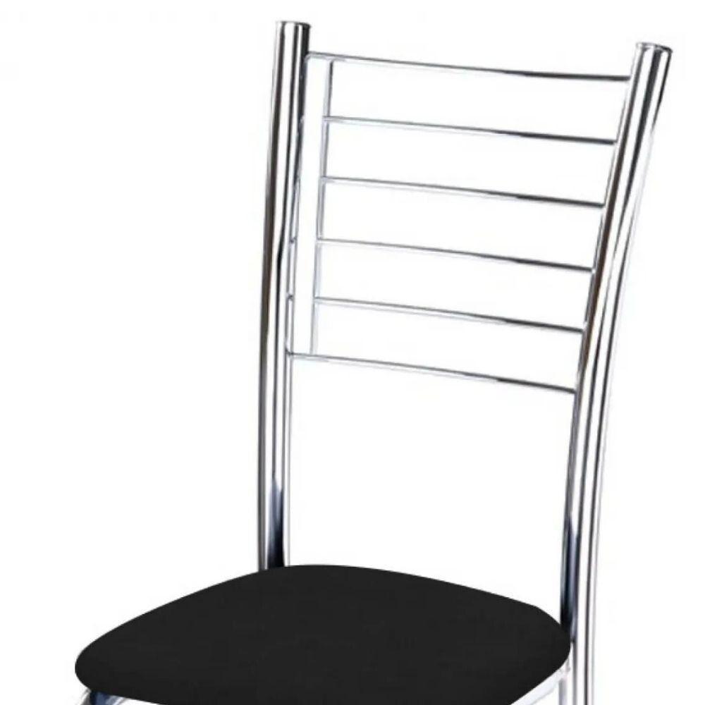 Cadeira De Jantar Lara Cromada Para Cozinha Super Resistente Assento Corino Preto - Aurora Line - 2