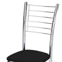 Cadeira De Jantar Lara Cromada Para Cozinha Super Resistente Assento Corino Preto - Aurora Line - 2