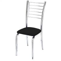 Cadeira De Jantar Lara Cromada Para Cozinha Super Resistente Assento Corino Preto - Aurora Line - 4