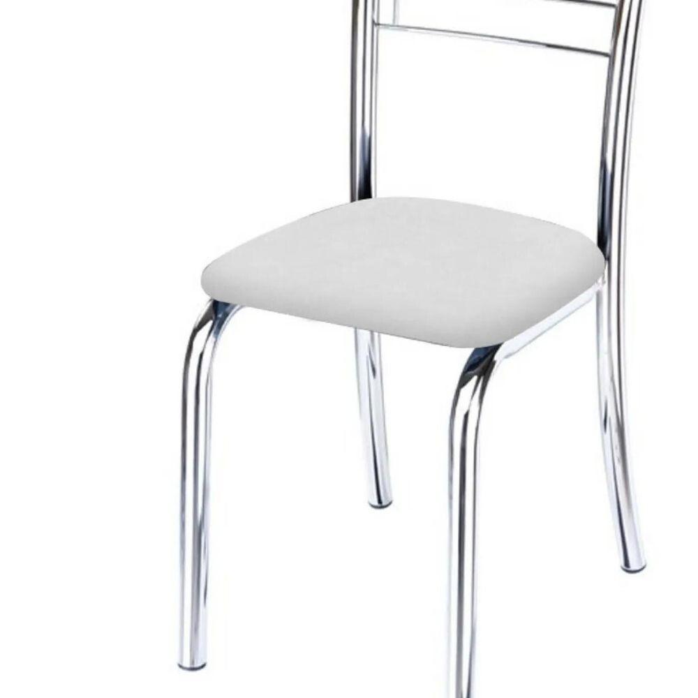 Kit 6 Cadeiras De Jantar Lara Cromada Para Cozinha Assento Sintético Branco - Aurora Line - 3