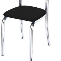 Kit 6 Cadeiras De Jantar Lara Cromada Para Cozinha Em Aço Super Resistente Assento Corino Preto - Aurora Line - 3