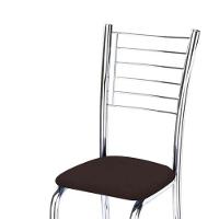 Kit 2 Cadeiras De Jantar Lara Cromada Para Cozinha Assento Sintético Marrom - Aurora Line - 2